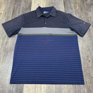 Nike Dri-Fit‎ Tour Performance Short Sleve Golf Polo Blue Striped Men's Size XL